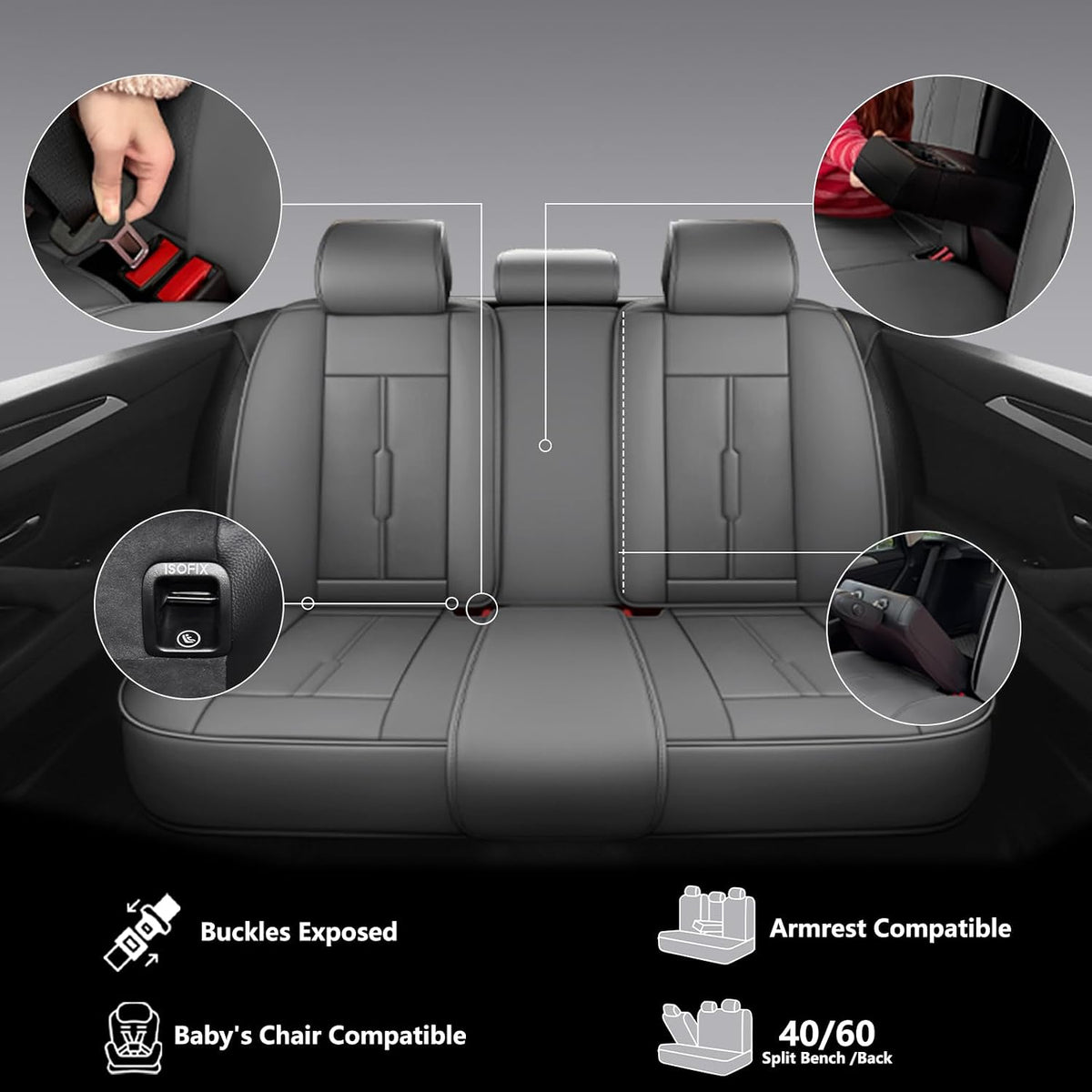 NS YOLO Universal Fit Premium Beige Leather 5-Seats Car Seat Covers