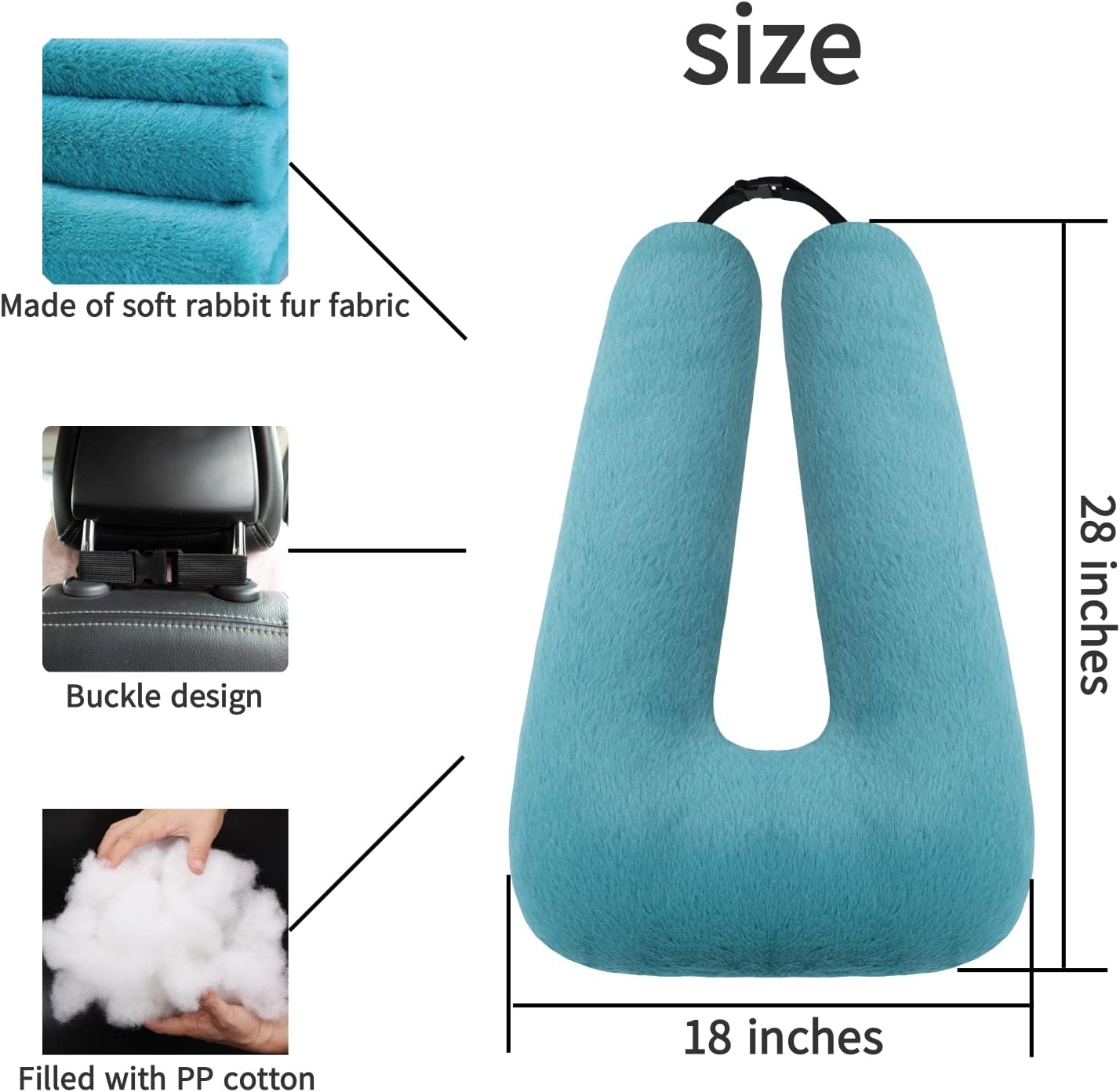 FHSGGP Travel Pillow Car Pillow Kid Car Sleeping Emerald Green | The Sleeping Aid for Adults and Kids on Road Trips Kids Travel Pillow