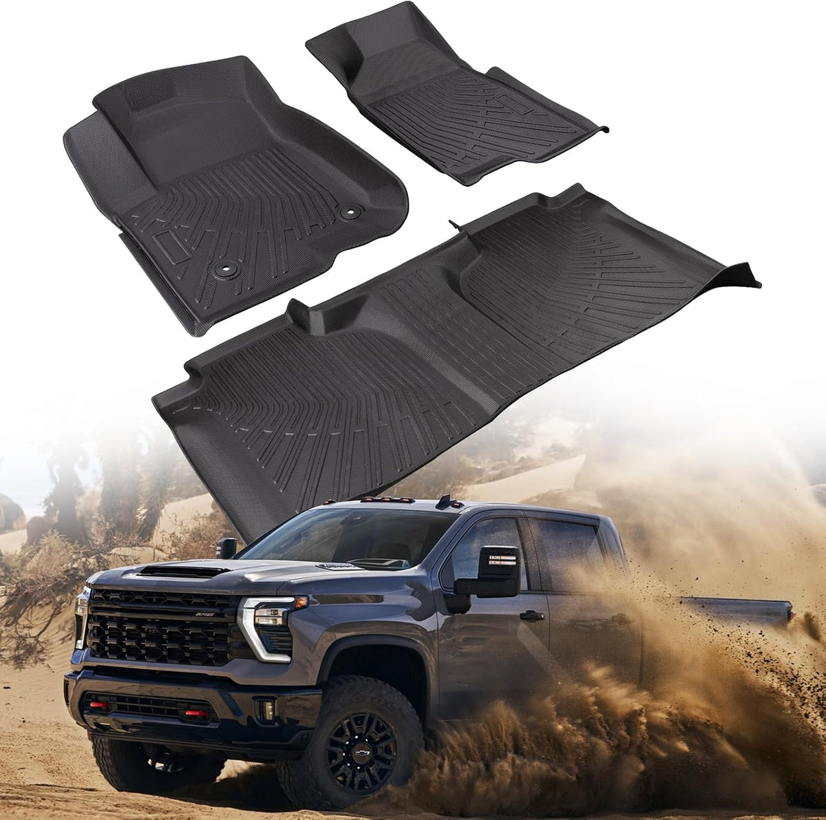for Chevy Silverado for GMC Sierra Floor Mats 2019-2026 Crew Cab