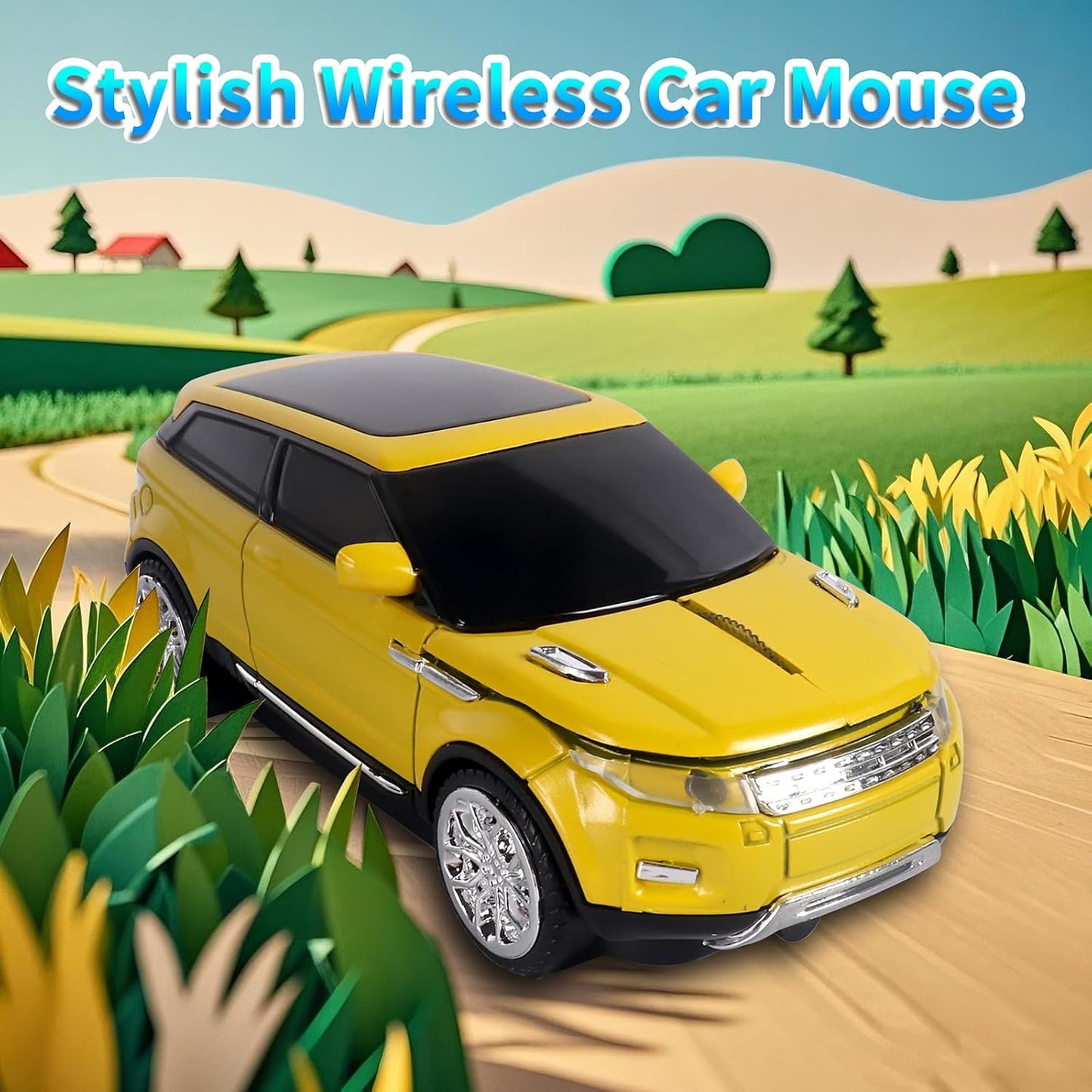 elec Space Wireless Mouse Car Computer Mouse for PC Laptop (Yellow)