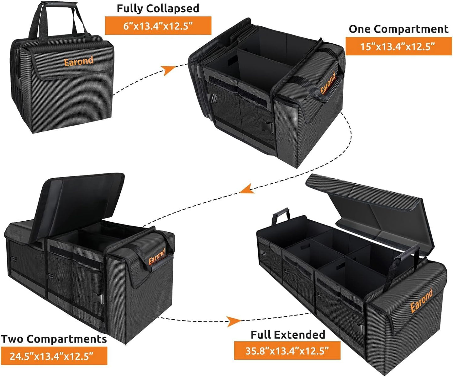 Large Trunk Organizer with Portable Leakproof Cooler Bag,Foldable Cover,Adjustable Securing Straps,Collapsible Trunk Organizer for Suv Car Truck Sedan (4-in-1 with Cooler)