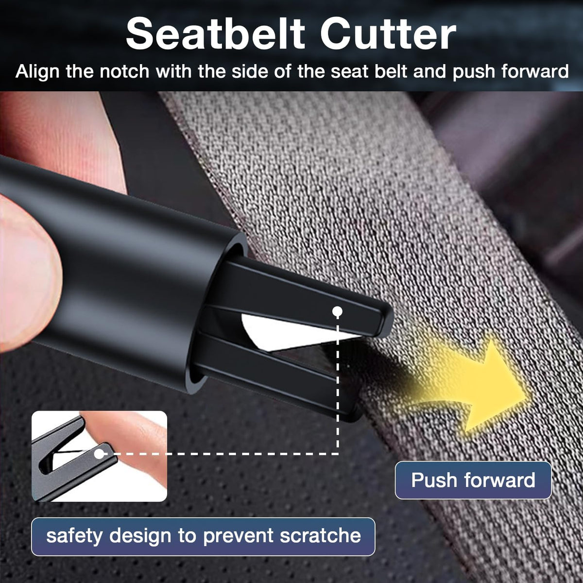 MOTORBUDDY Car Window Breaker Tool, 2-in-1 Window Breaker Seatbelt Cutter, Emergency Glass Breaker and Spring Loaded Auto Escape Tool，Car Accessories