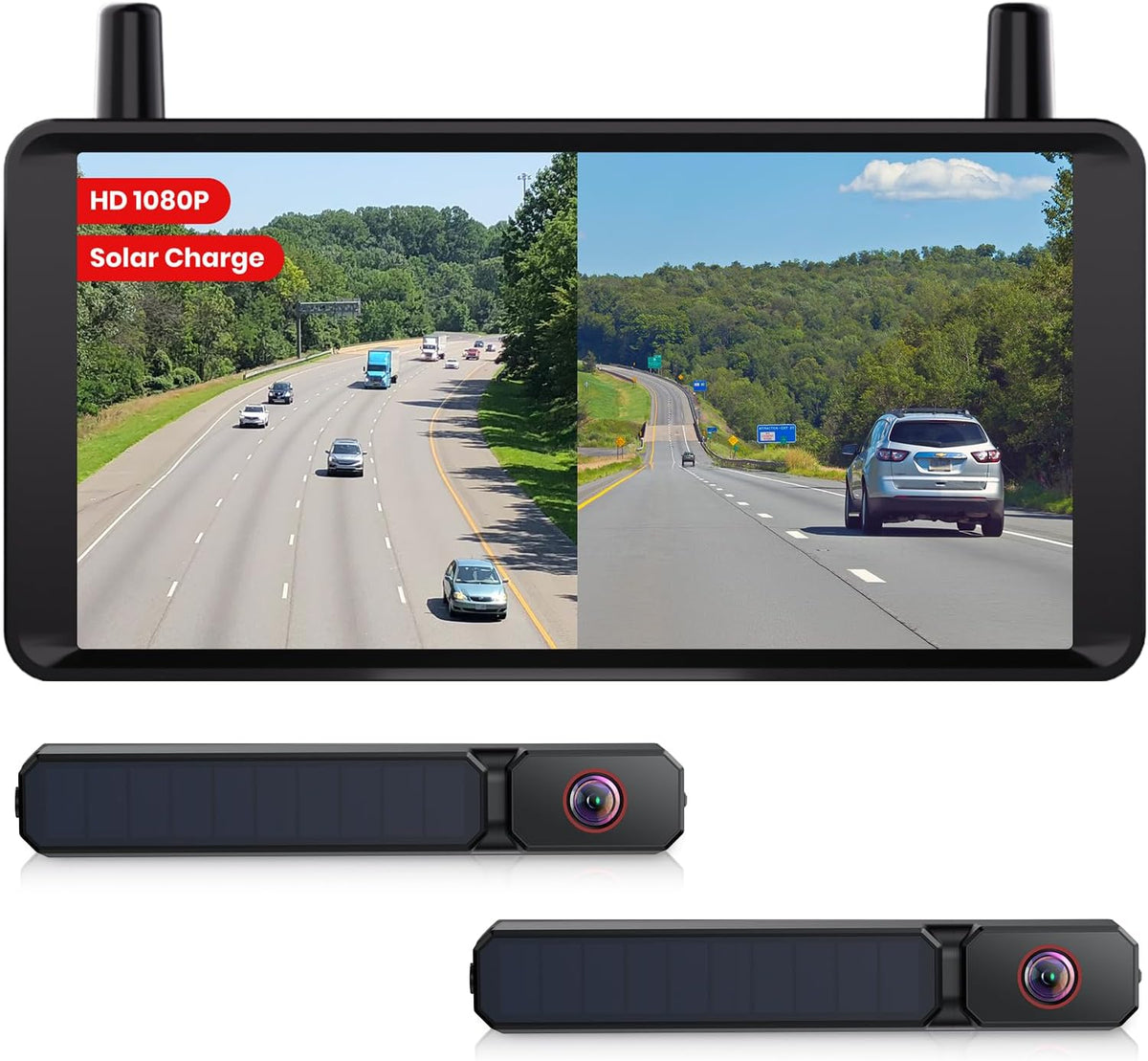 AUTO-VOX 2 Solar Wireless Backup Camera,16:9 1080P HD 6" Monitor