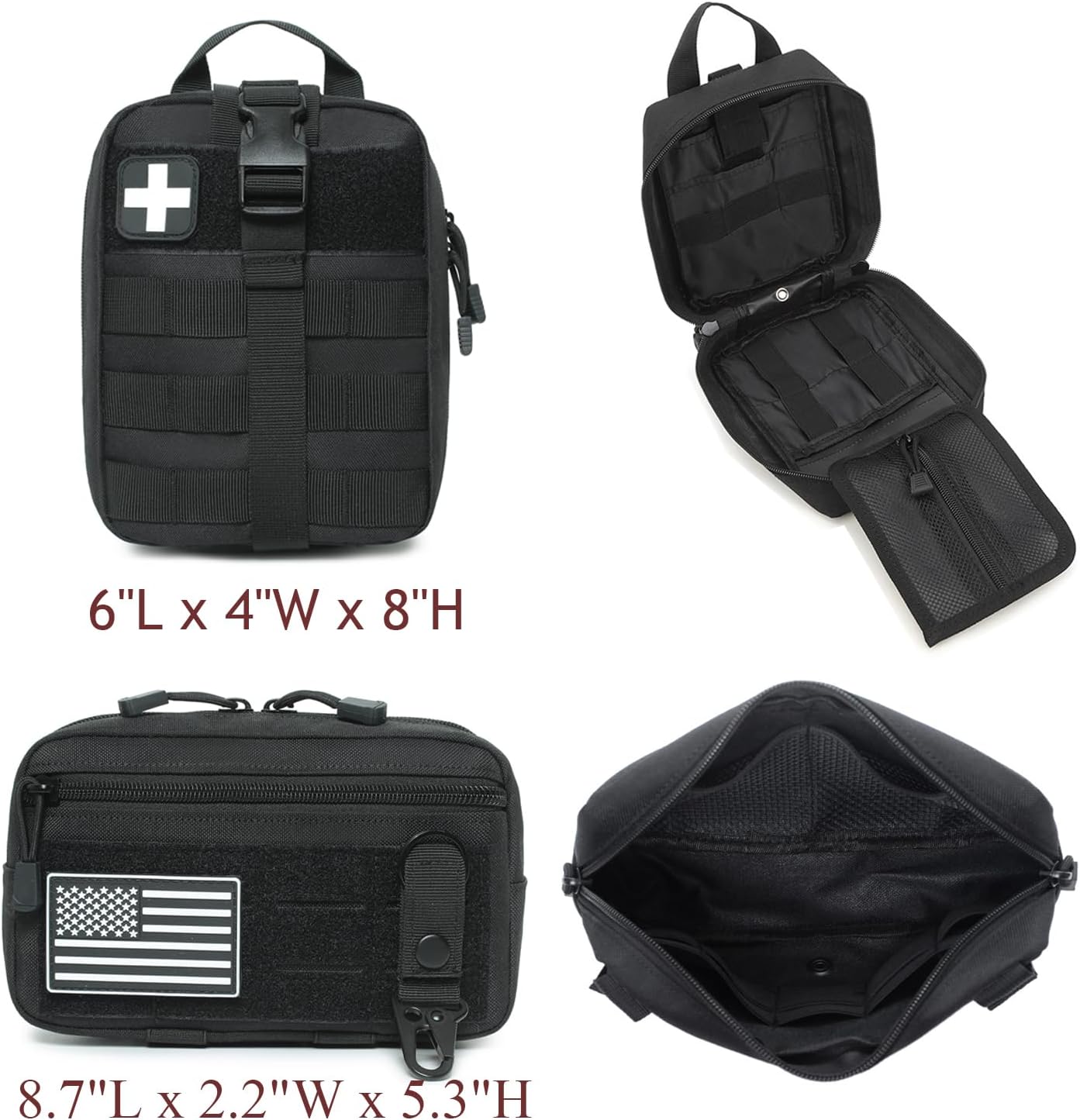 6 Pack Tactical Molle Car Seat Back Organizer,Backseat Organizer for Man | Tactical Vehicle Panel Organizer with 5 Detachable Molle Pouch,US Flag Patch and Keychain,Great Trunk Accessories