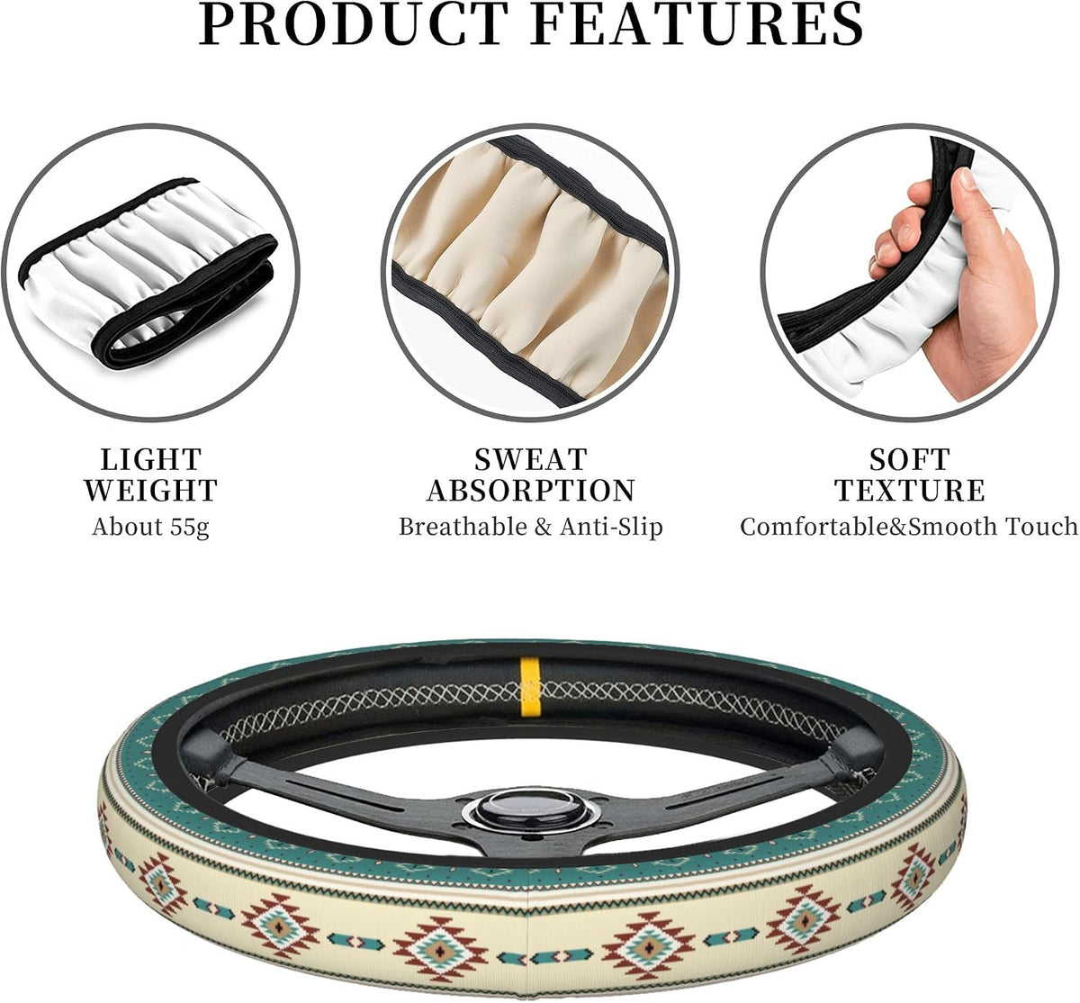 Western Steering Wheel Cover Cute Universal 15 Inch Car Accessories Protector for Women Fit Auto SUV Sedan Vans Trucks