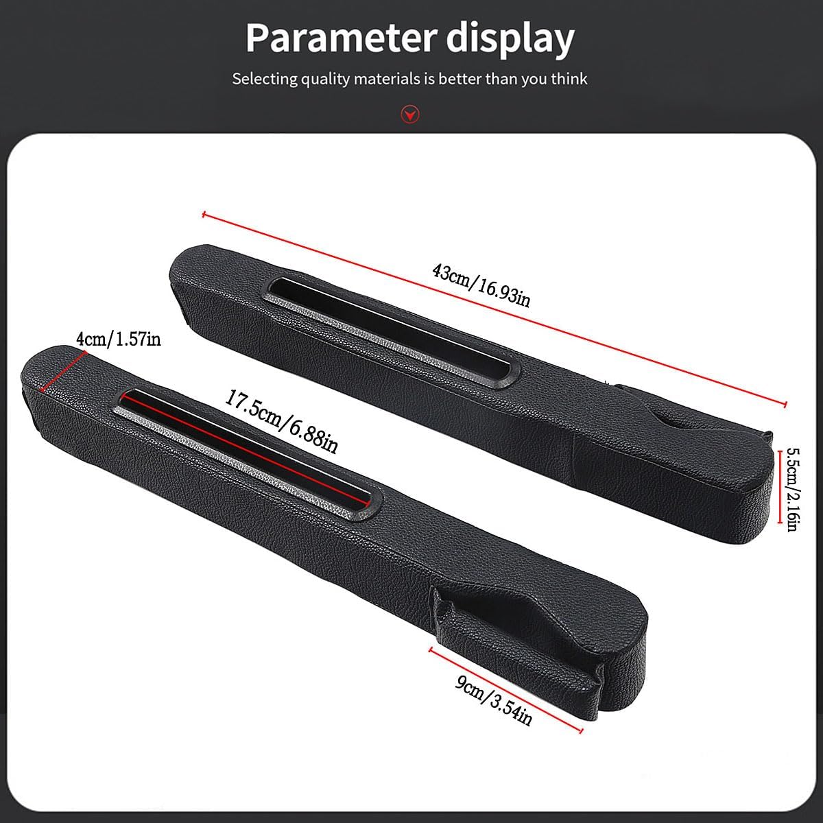 2 Pack Car Seat Gap Filler with Storage Box,Car Console Gap Filler,Fill the Gap Between Seat and Console,Prevent Things from Dropping,Convenient to Storage Keys and Phone(Black2)