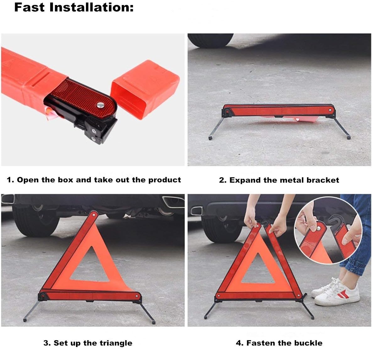 aikko Safety Triangle, 3 Pack Emergency Road Warning Reflector, Foldable