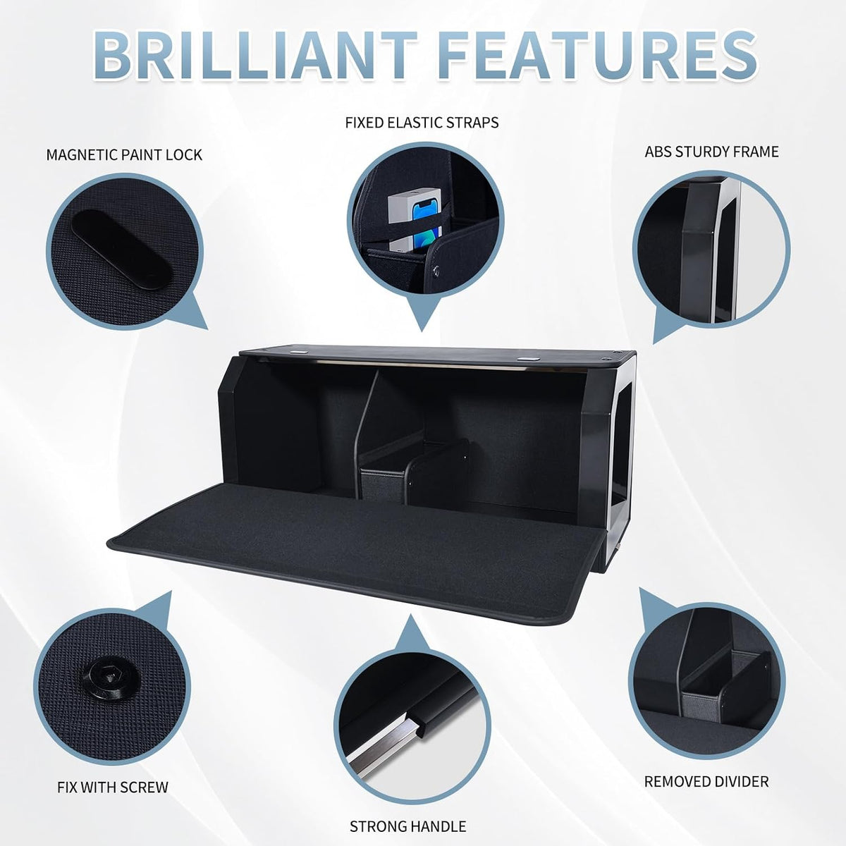Trunk Organizer with Magnetic Lid, Leather Car Trunk Storage Organizer