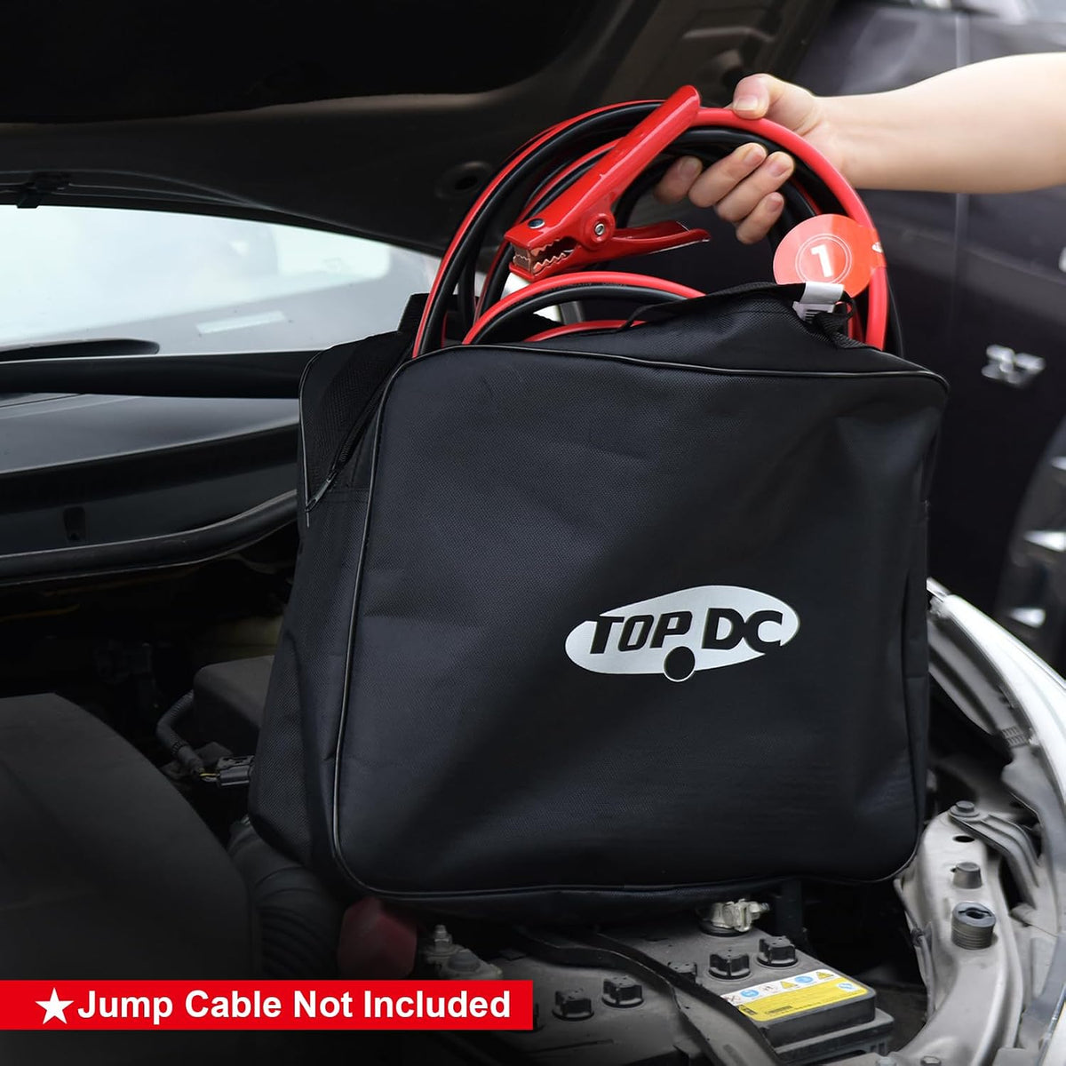 TOPDC Jumper Cable Bag, Large Tool and Cord Storage Organizer with Zipper