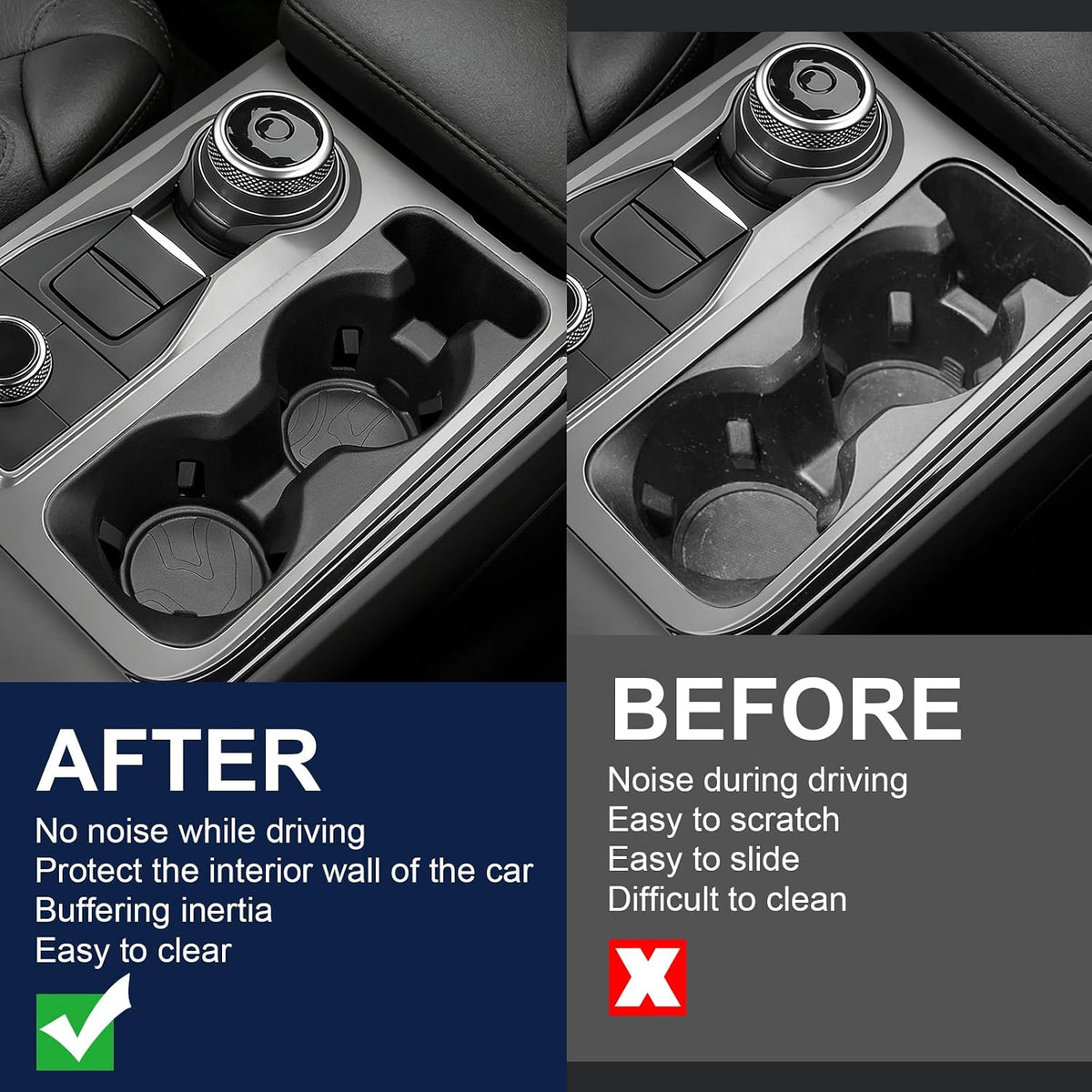 Upgrade Cup Holder Inserts for Ford Explorer 2020-2024 Accessories, Non-Slip Soft Silicone Center Console Cup Holder Protector Organizer for Ford Explorer Accessories