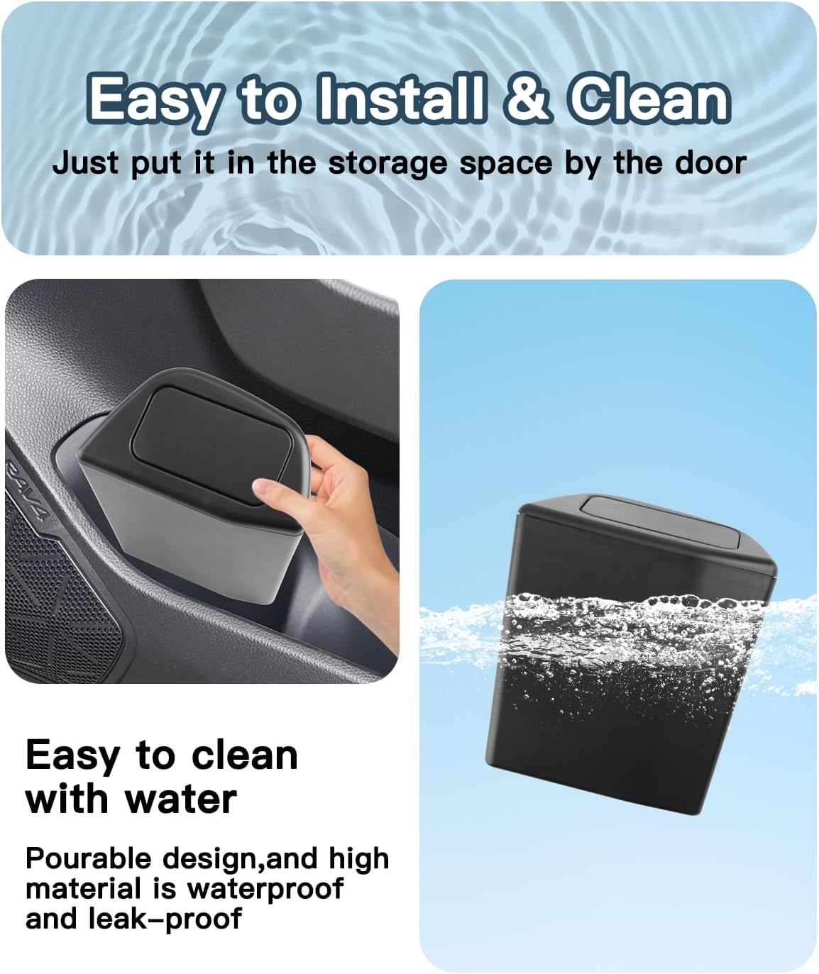 Ruiya 2025 RAV4 Trash Can for 2025 Toyota RAV4 Hybrid Accessories Trash Bin with Lid for Storage Toyota RAV4 Accessories Plastic Garbage Can Compatible with 2019-2023 2024 2025 Toyota RAV4 All Trim