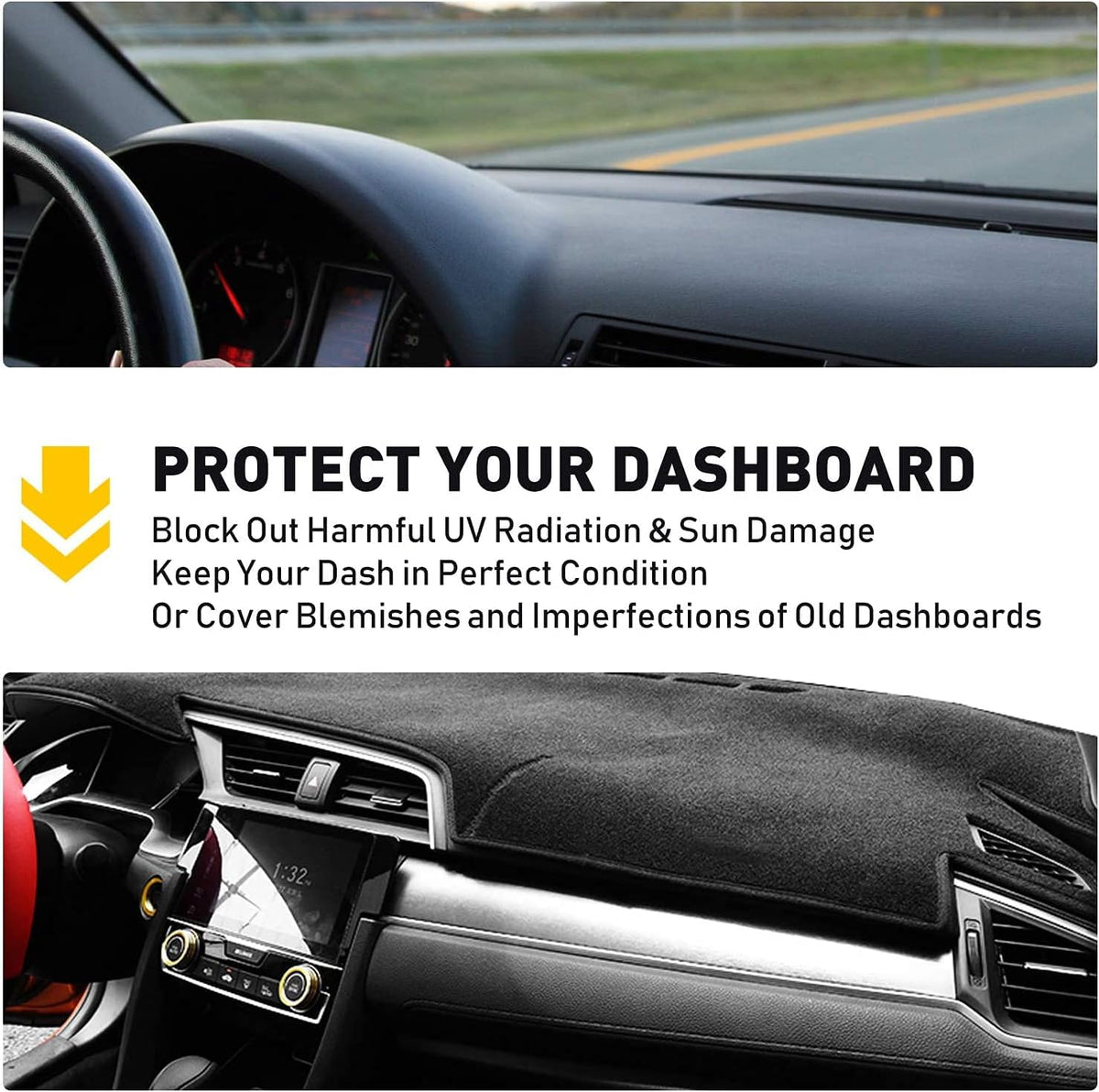 MODIGT Dashboard Cover Mat Fit for 2007-2012 Nissan Altima Dash Cover Pad