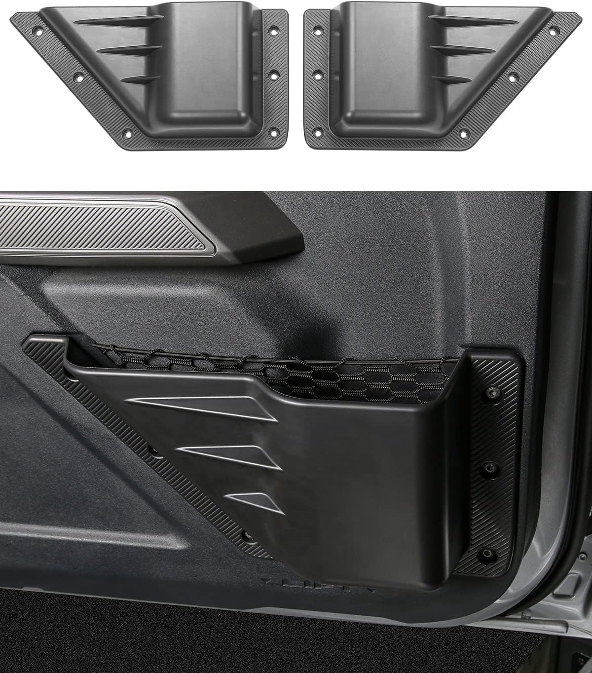 Ecarzo Front Door Storage Pockets Box for 2026 2025 2024 2023 2022 2021 Bronco 2/4 Cup Holder Side Organizer Storage Expansion Interior Accessories 2 PCS