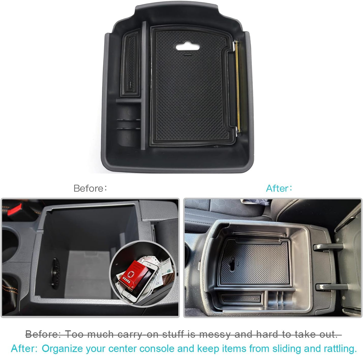 CDEFG 2020-2025 2026 Kia Seltos Center Console Organizer Tray for 2020-2024 2025 2026 Kia Seltos Accessories Middle Console Armrest Storage Box Secondary Insert Tray Coin Container