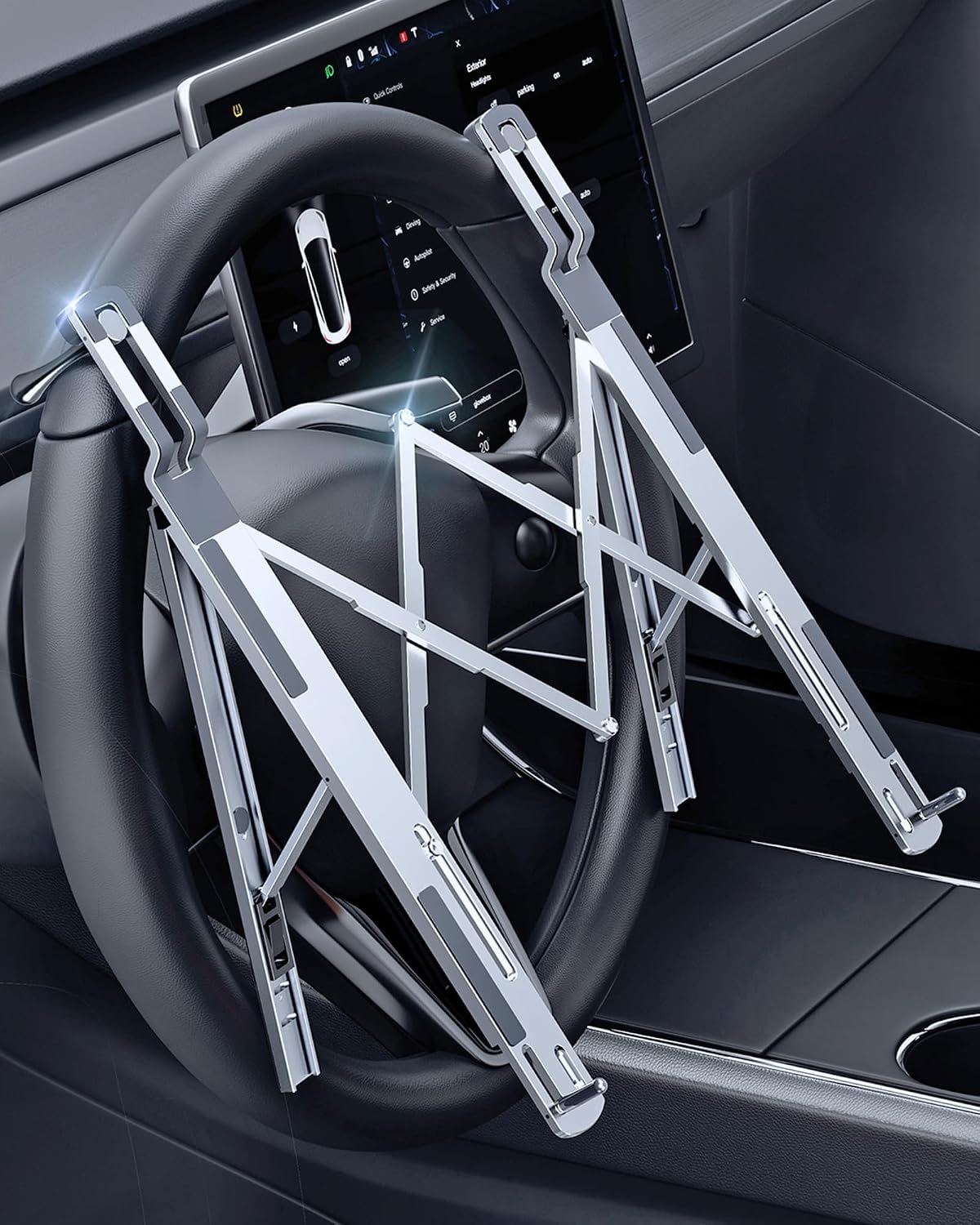 Steering Wheel Laptop Holder for Car SUV Pickup Truck Tesla -Silver