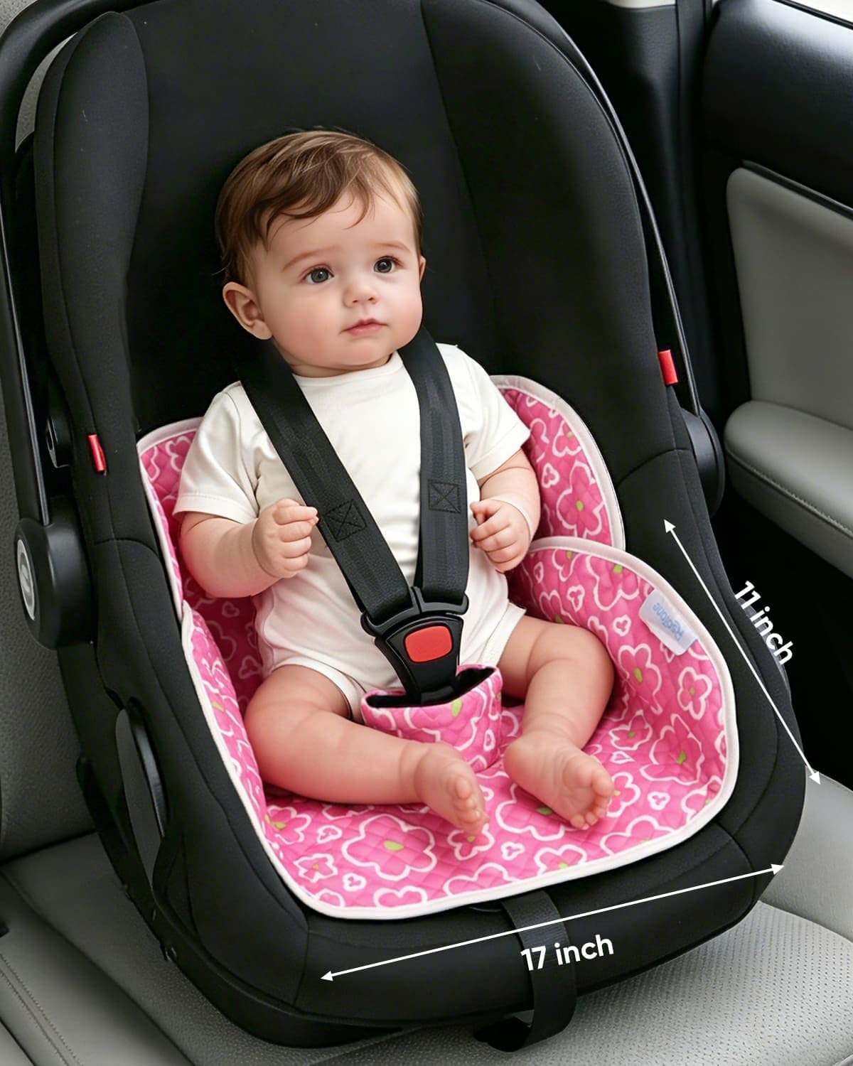 2 Pack Waterproof Baby Piddle Pads Carseat Potty Training Car Seat Protector, Waterproof Infant Car Seat Liner Cover to Prevent Pee, Leakproof and Washable (Red Flower)