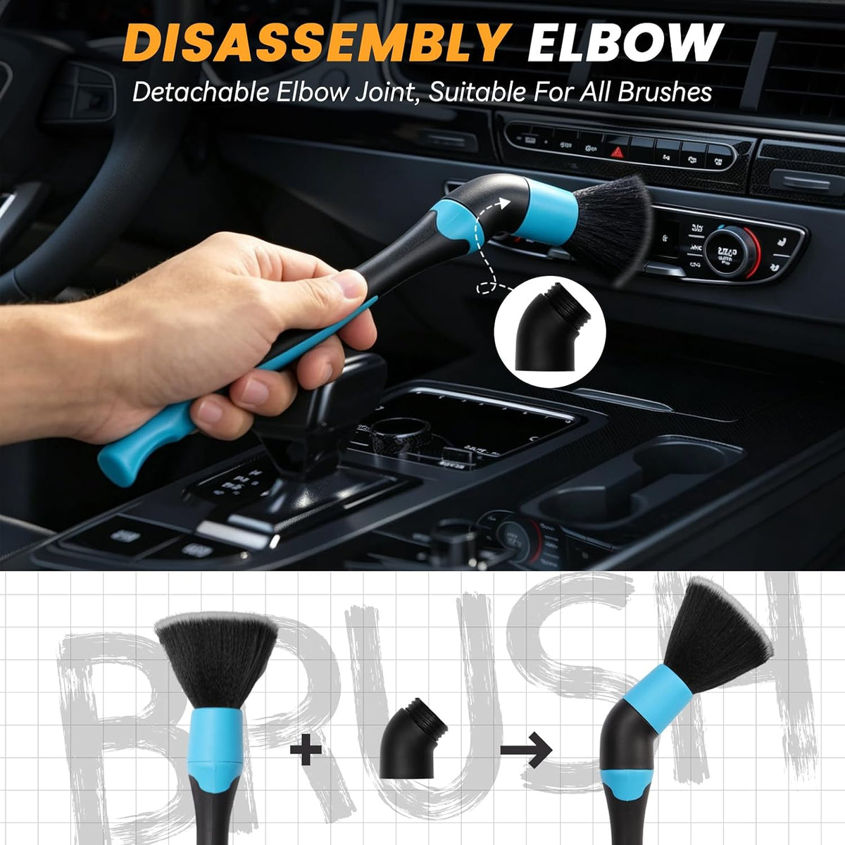 Car Duster Brush, Soft Car Interior Detailing Kit, Easy to Clean Interior Brush, Exterior Cleaning Tool, Auto Detailing Brushes for Dashboard, Air Vents, Seat Crevices, Skylight, Wheels & Tires