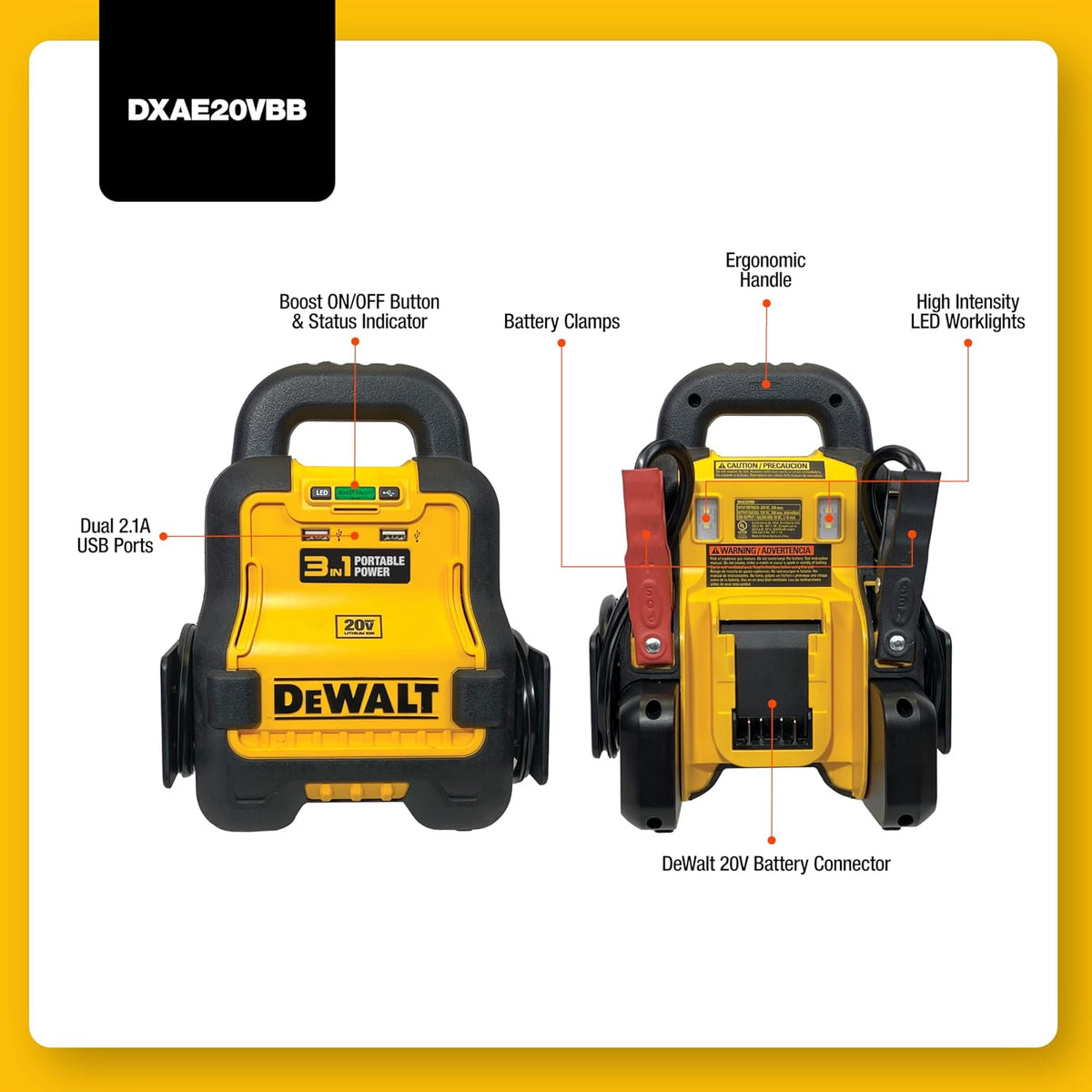 DEWALT DXAE20VBB Portable Battery Booster for Cars