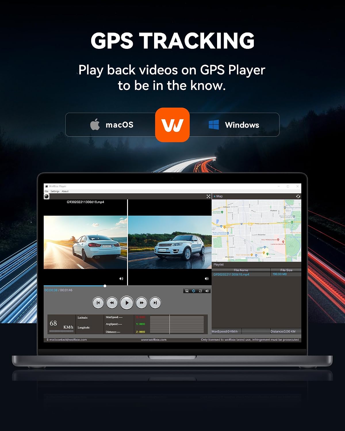WOLFBOX G930 10'' Rear View Mirror Camera with 5.8GHz WiFi, 4K Dash Cam Front and Rear with WDR, Touch Screen Rearview Mirror Backup Camera, Parking Monitor, Reverse Assist, Includes 64GB Card & GPS