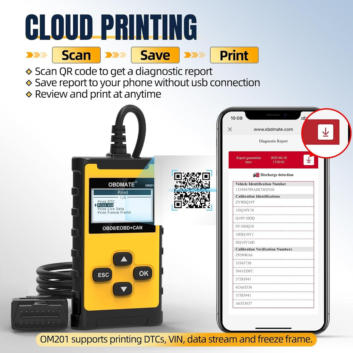 Check Engine Code Reader, OBDMATE OM201 OBD2 Diagnostic Tool