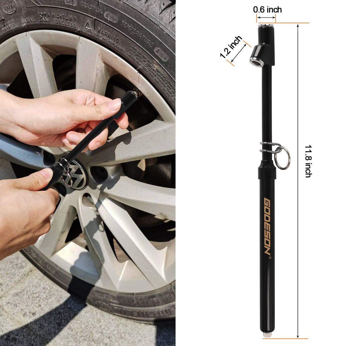 GODESON Dual Head Tire Pressure Gauge, Heavy Duty Pencil Tire Gauge Range 10-150PSI,Dual Head Truck Pen Air Pressure Gauge (Pack of 2)