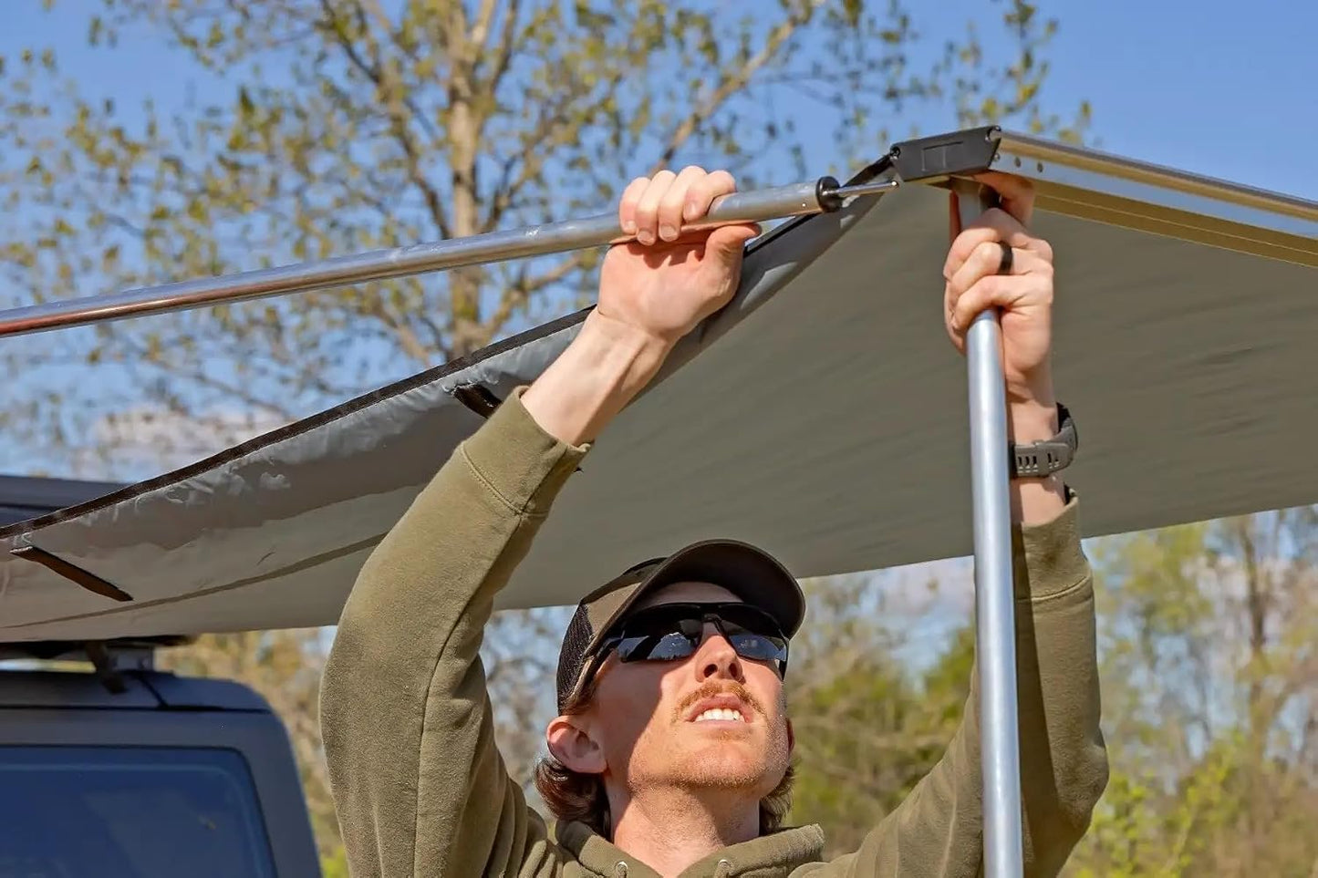 Rough Country Retractable Roof Rack Awning 6'6" x 9'8" Universal Fit - (Fits Trucks & SUVs)