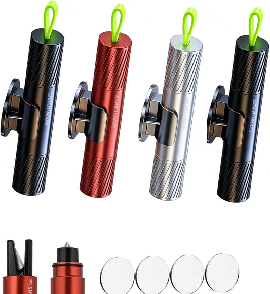4 Pack Window Breaker Seatbelt Cutter,Upgraded Safety Hammer Glass Breaker Under Water,Emergency Car Window Breaker Tool for New Car