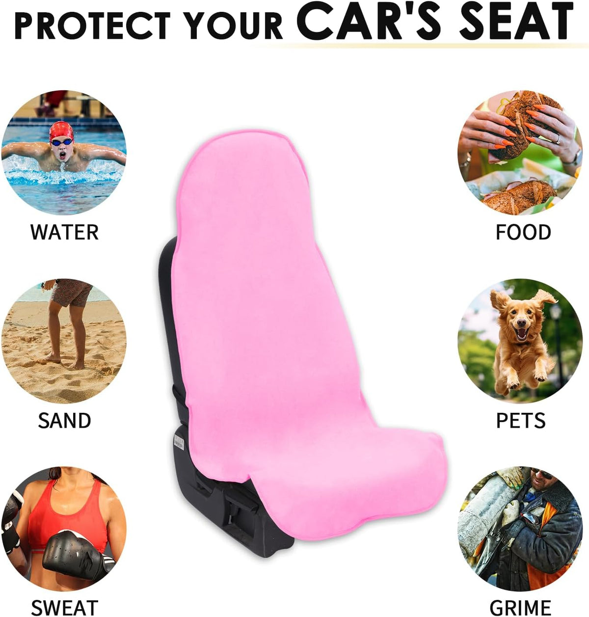 Waterproof 2 Pack Car Seat Cover Universal Fits Car Sweat Towel for Trucks SUV Van Cute Pink Car Seat Protector Sweat Proof Protector Cloth Seats