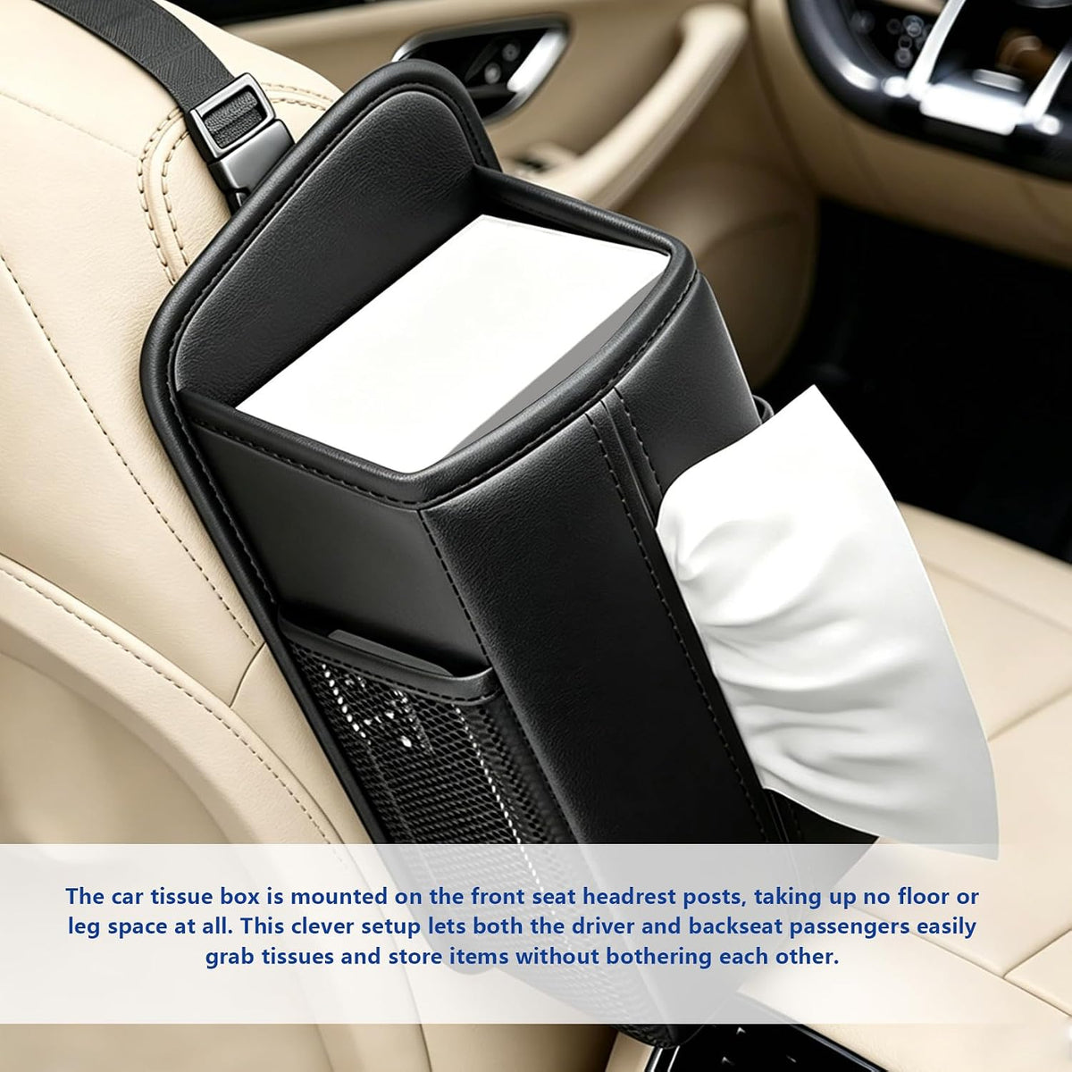 Car Tissue Holder, Leather Car Front Seat Side Tissue Holder, 1PCS