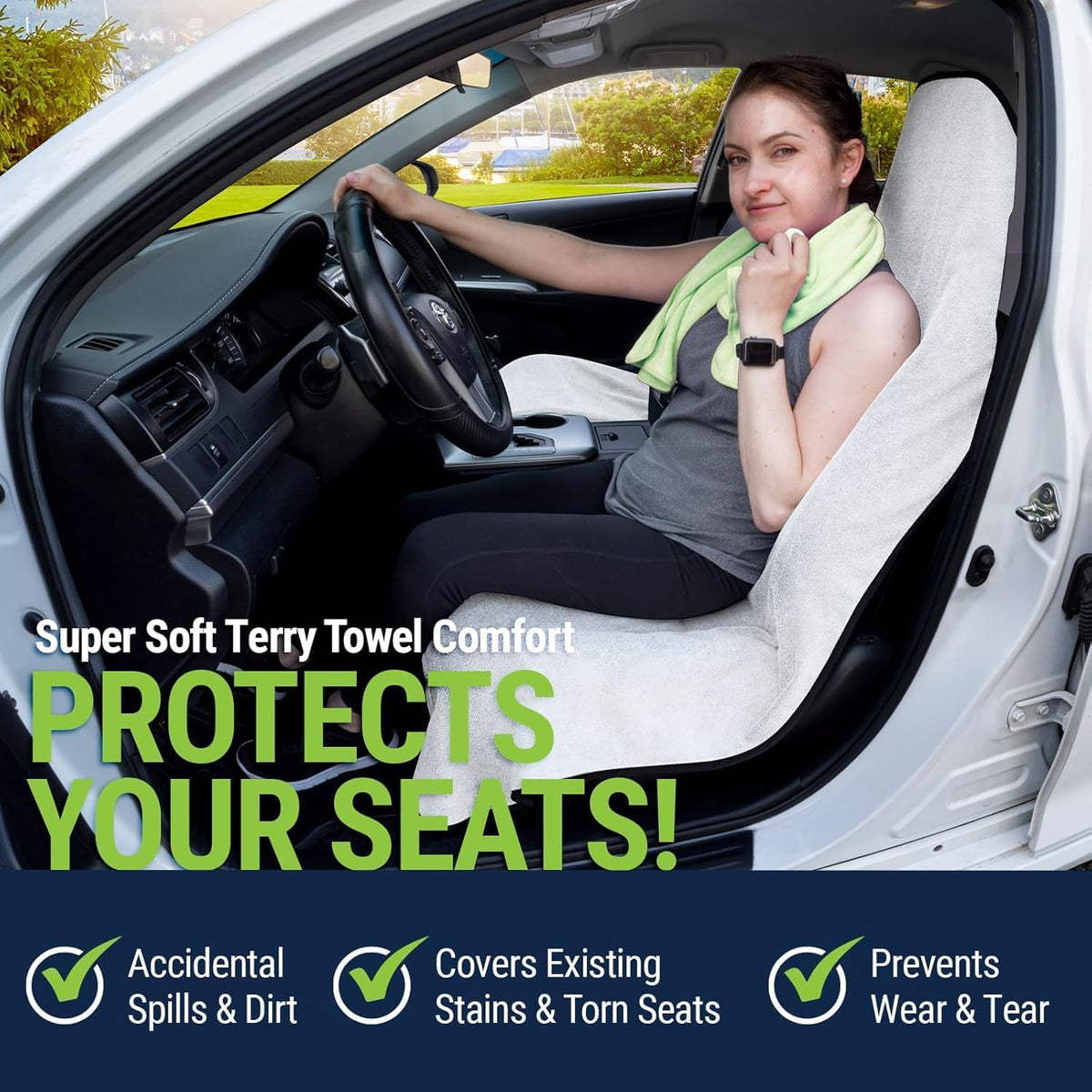 Season Guard Waterproof Towel Seat Cover,Universal Fit Non-Slip Front Cover