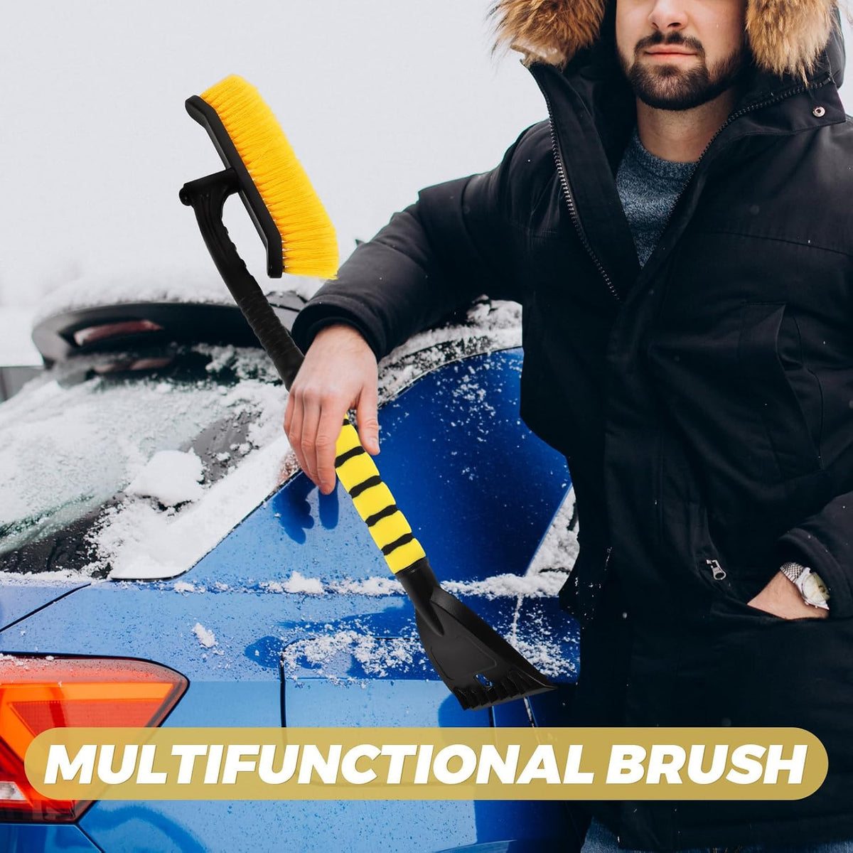 Luxshiny Ice Scraper Snow Brush for Car Winter Snow Removal Tool