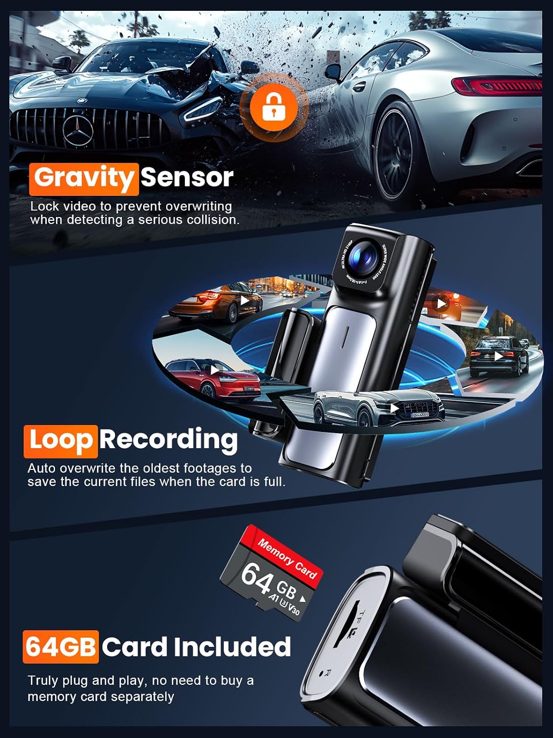 Affver 4K+2.5K Dash Cam Front and Rear, Built-in 5G WiFi 6 GPS Dual Dashcam