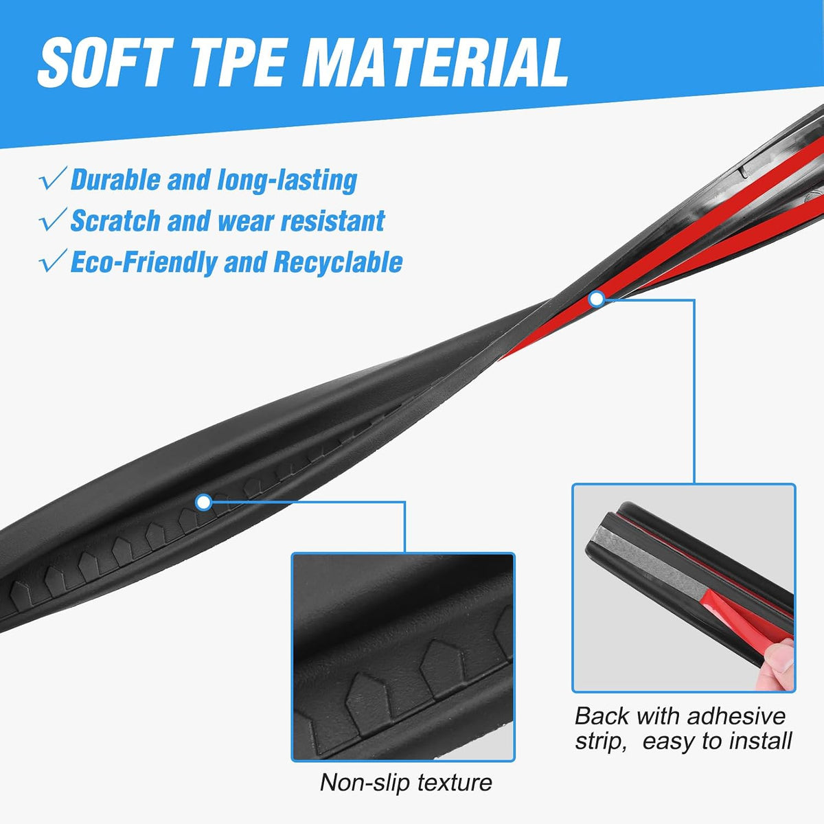Nilight Door Sill Guards Kit TPE 2 Pcs Set-Black
