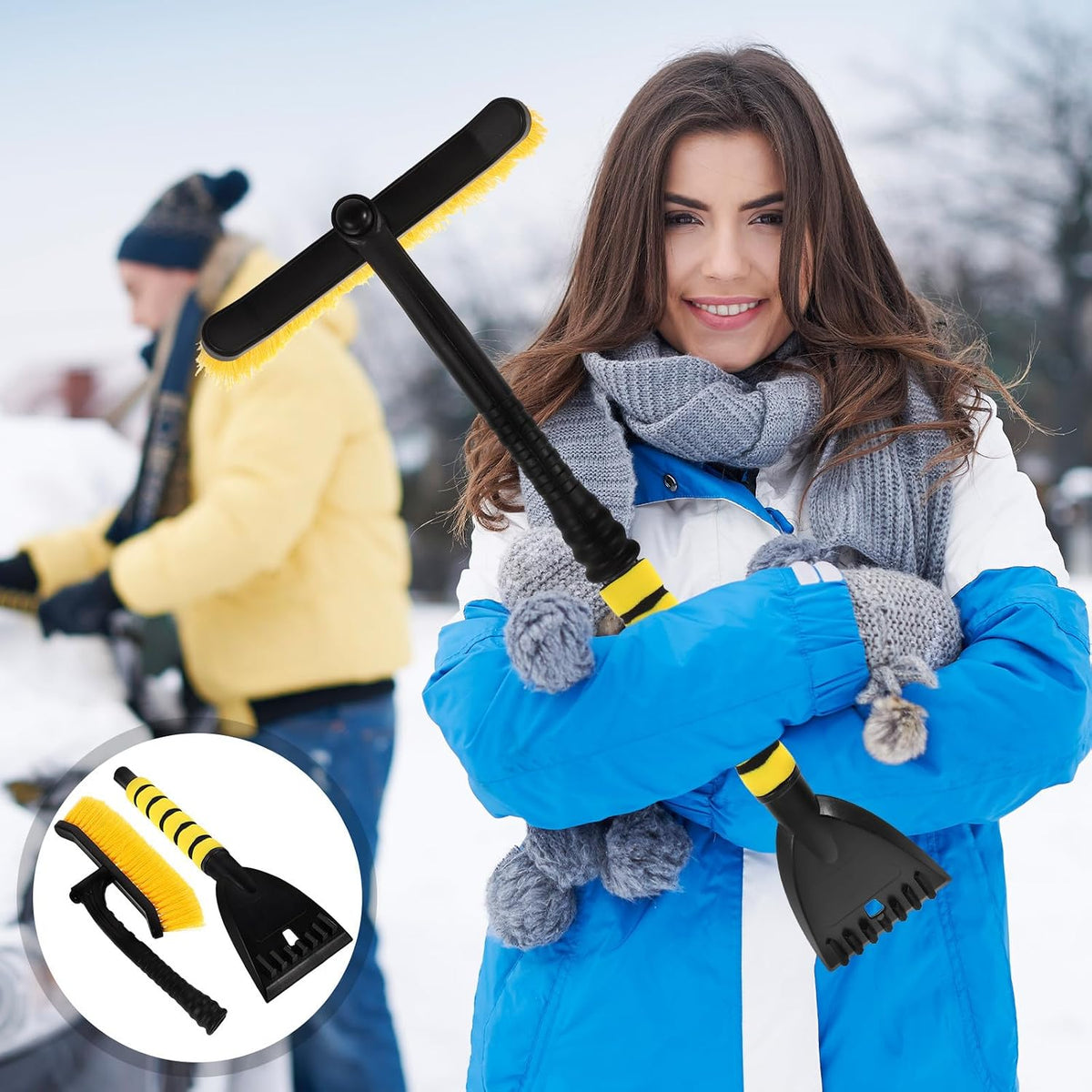 Luxshiny Ice Scraper Snow Brush for Car Winter Snow Removal Tool