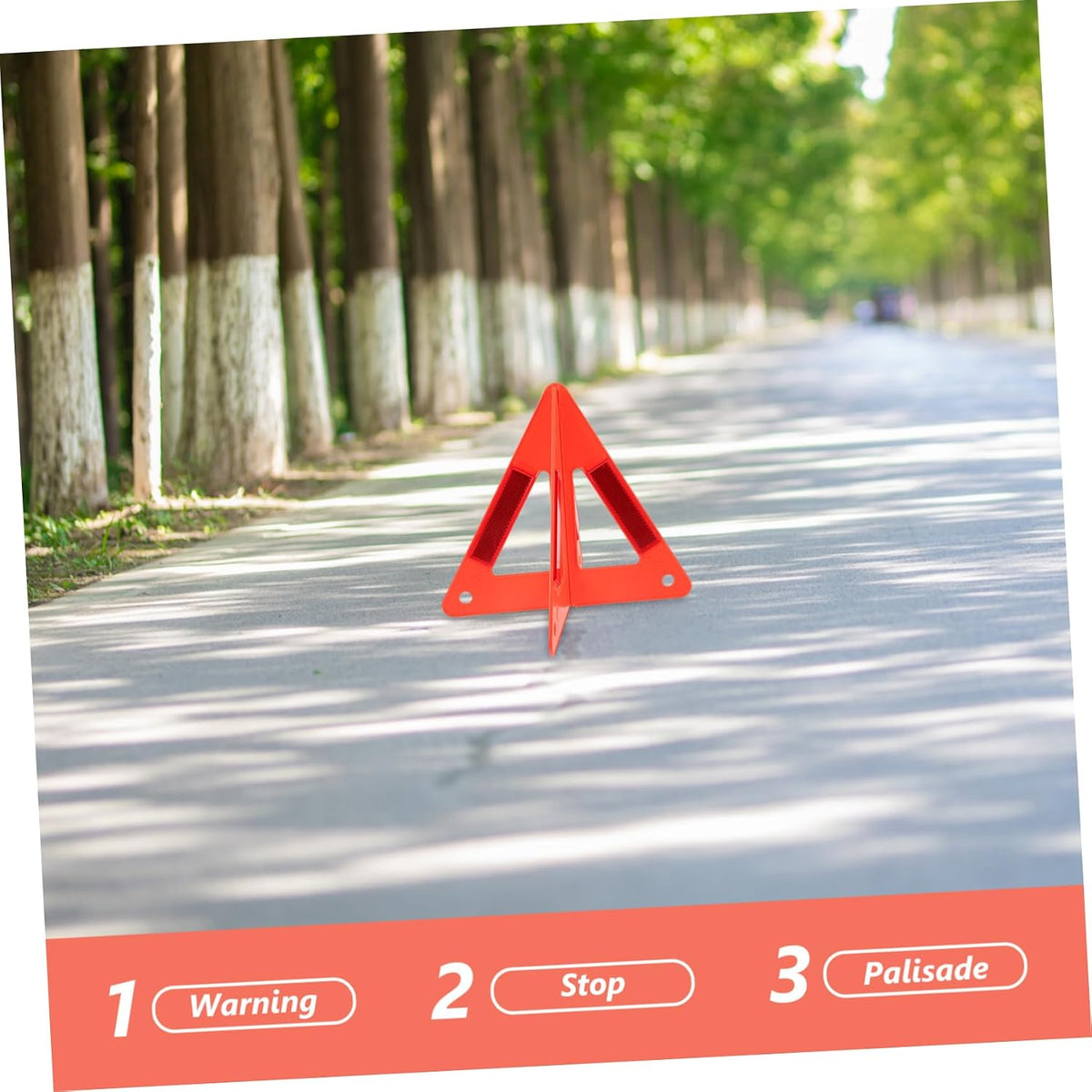 Red Plastic Reflective Triangle Warning Sign for Car Emergency Safety