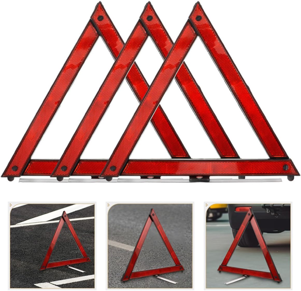 Homoyoyo 4pcs Reflective Triangle Warning Signs for Car Emergency Safety