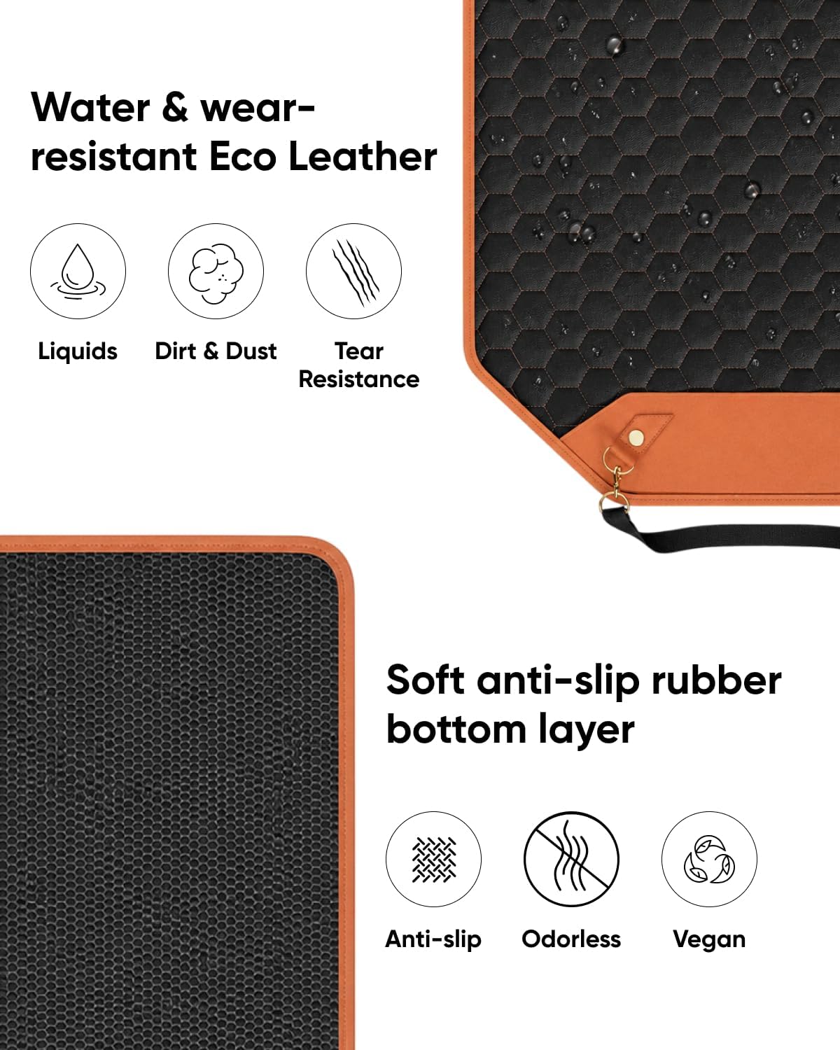 Owleys Kick Mat Back Seat Protector - Car Back Seat Cover for Kids Feet - Waterproof & Sturdy Protector for Upholstery from Dirt, Mud, Scratches and Stain (Hexy)