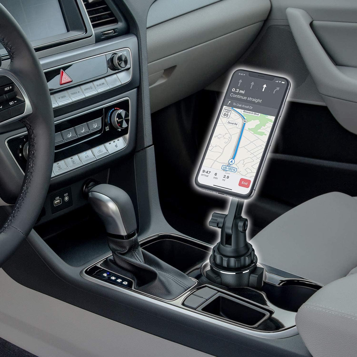 Magnetic Cup Holder Phone Mount – Universal Car Mount with Adjustable Base and Extendable Arm, Compatible with All Smartphones