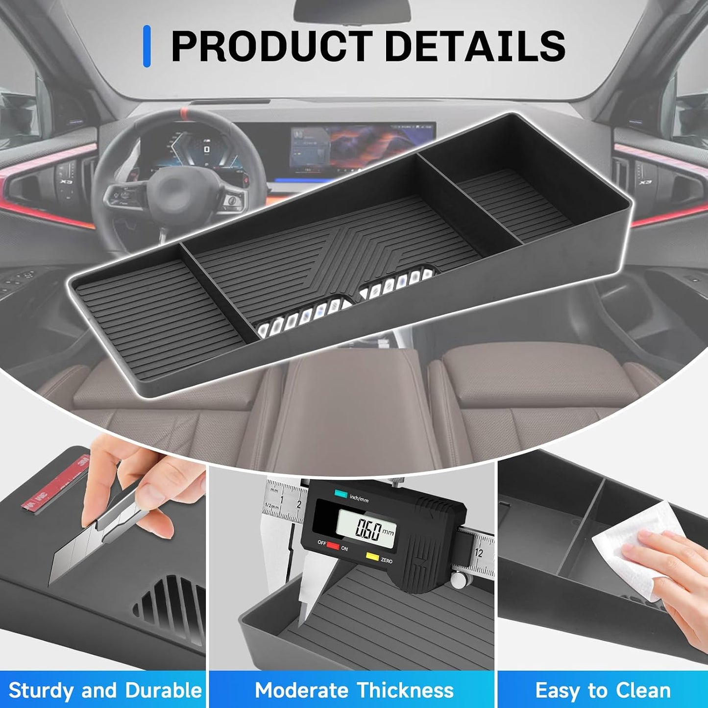 SXCY for 2025 2026 BMW X3 Dashboard Organizer Tray [14.9 Navi+12.3 Dash Whole Screen Only] for 2025 2026 BMW X3 Accessories Screen Back Console Tray 2025 2026 X3 Behind Dash Console Organizer