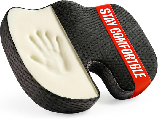 Car Seat Cushion for Driving Comfort &amp; Support - Premium Memory Foam Seat Pad with Breathable Washable Cover, Non-Slip Bottom, Road Trip Essentials for Car Seats