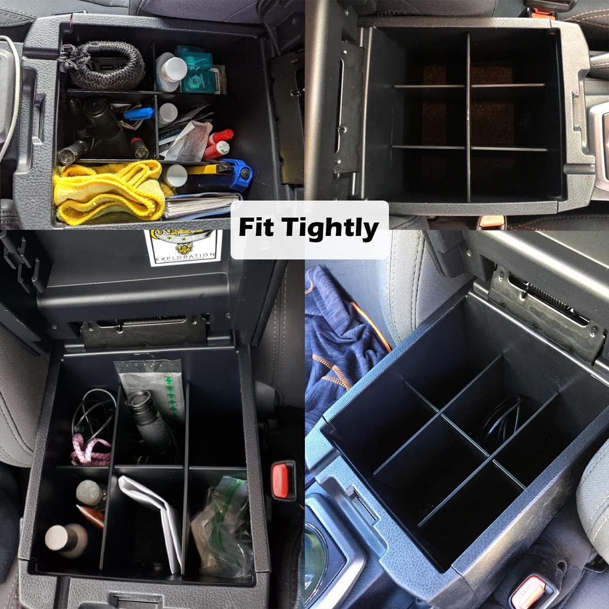 EDBETOS Center Console Organizer Insert Dividers Compatible with Toyota Tacoma 2016 2017 2018 2019 2020 2021 2022 2023 3rd Gen Tacoma Accessories Armrest Interlock Secondary Storage ABS Material