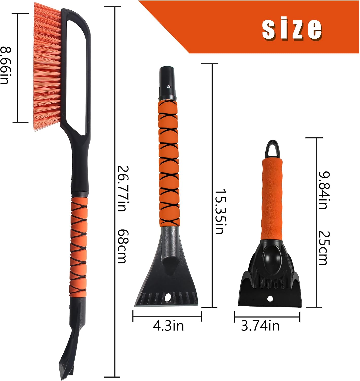 YEECOPON 27" Snow Brush & Ice Scraper for Car Windshield, Detachable Snow Scrapers with Foam Grip for Cars, Trucks, SUVs