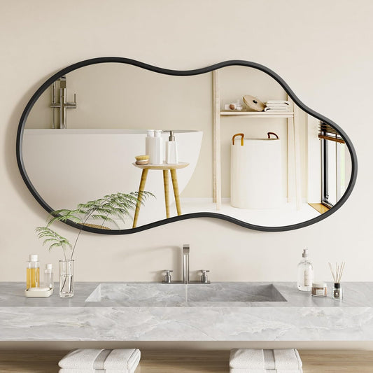 20”x 36” Irregular Wall Mirror, Asymmetrical Bathroom Vanity Mirror