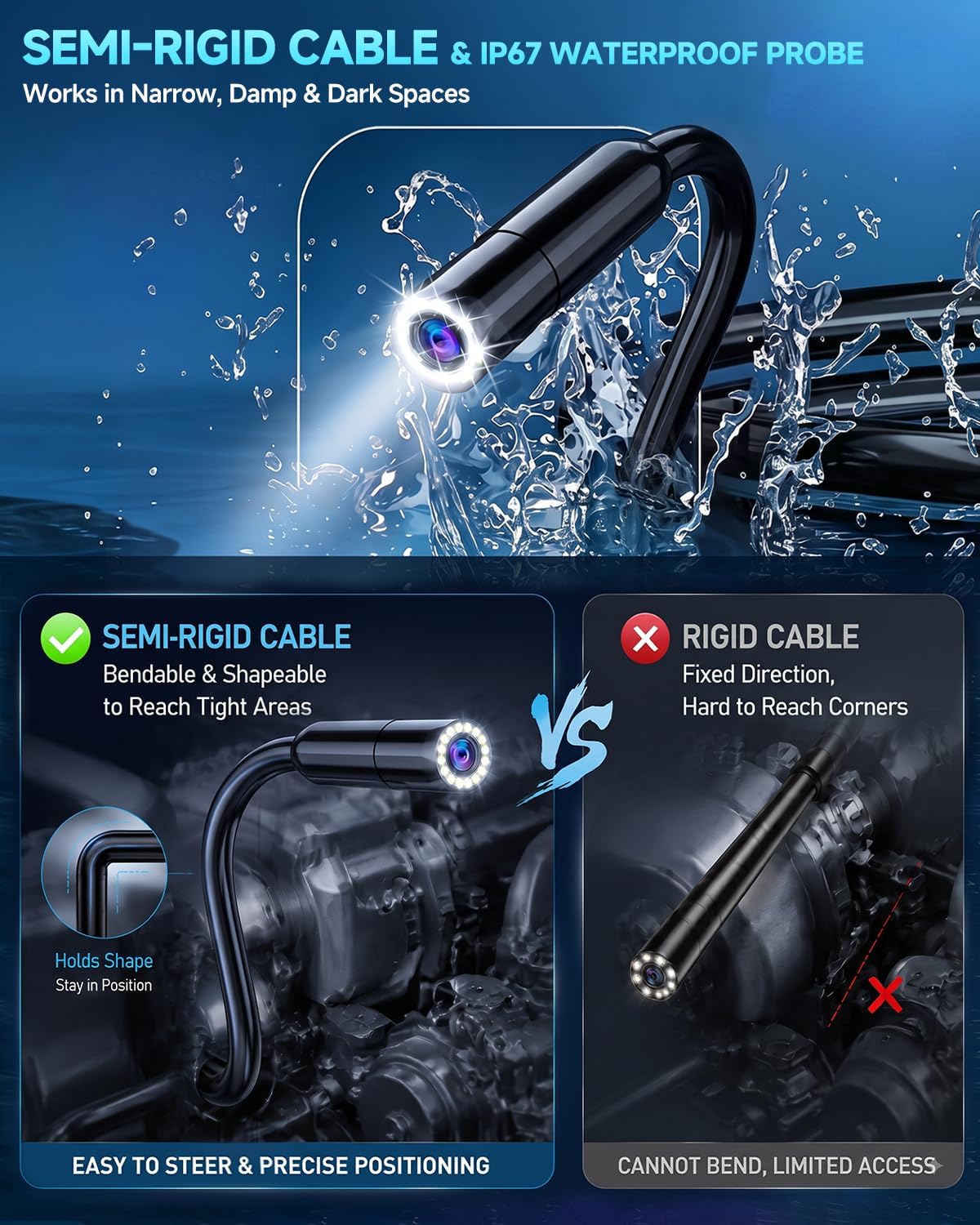 2-in-1 Enhanced OBD2 Scanner & Endoscope Camera with Light, 1080P