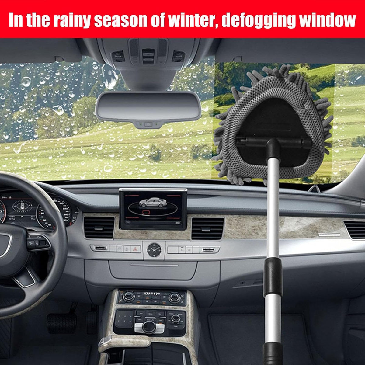 Window Cleaner Tool - Glass Wiper, Windshield Washer | Extendable Auto Cleaning Accessory, Shower Door Scrubber with Ergonomic Handle for Fast streaksfree Shine in Homes, Bathrooms, or Car Interiors