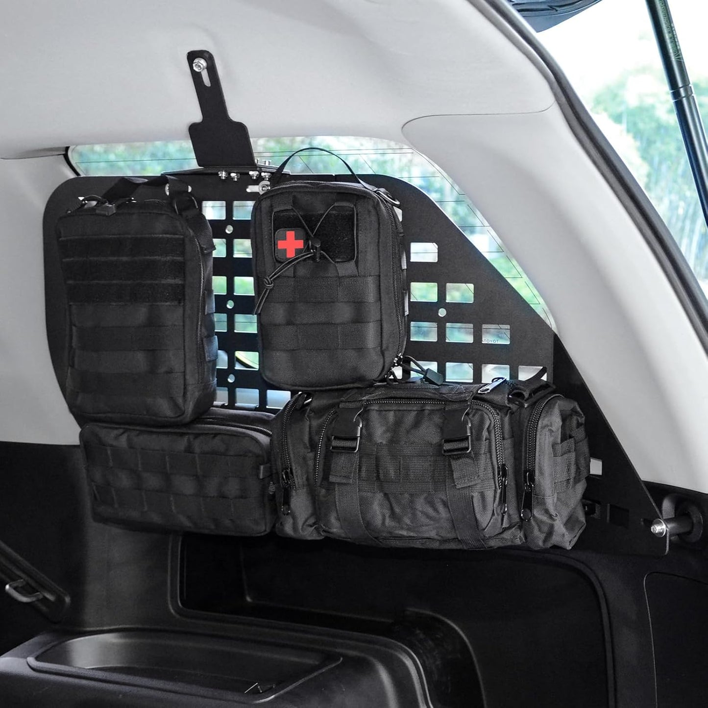 MAIKER Rear Window Molle Panel Modular Storage Panel System with 4 Storage Bag and 10 Fastening Tape for Toyota 4Runner 2010-2023