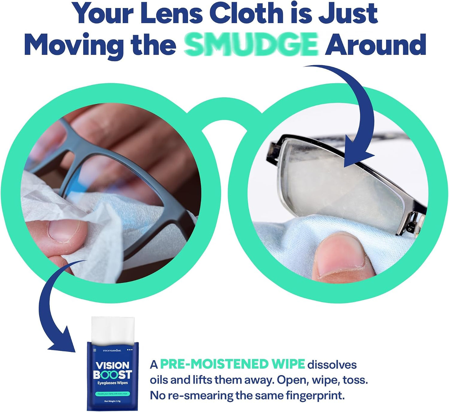 Stock Your Home Lens Wipes for Eyeglasses, 1000 Count – Pre-Moistened Individually Wrapped Glasses Cleaning Wipes, Streak-Free Multi-Surface Lens Cleaner