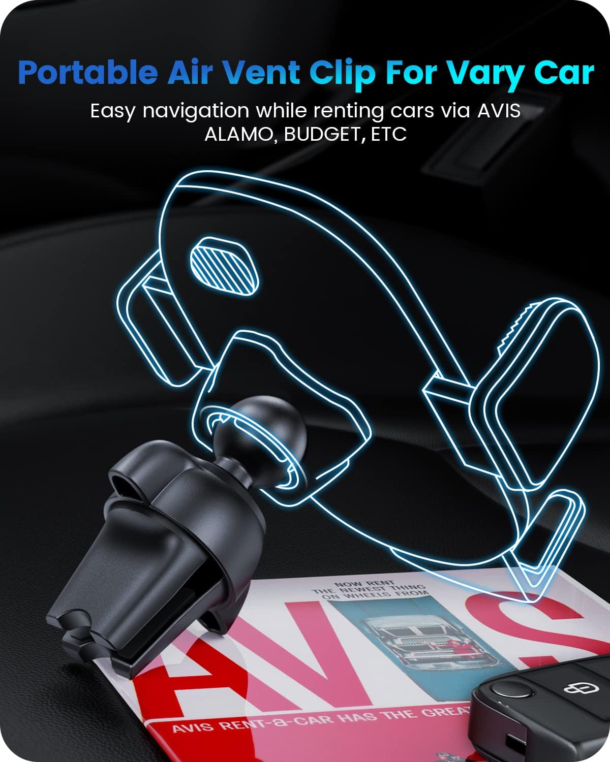 OQTIQ 3-in-1 Car Phone Mount for Dashboard, Windshield & Air Vent – Strong Suction Cup Holder with Adjustable Arm & 360° Rotation – Universal Car Cell Phone Holder for iPhone & Android Smartphones