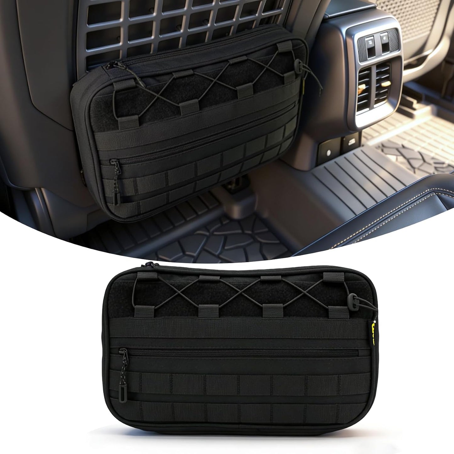 Car Storage Organizer Compatible with 2021-2025 Ford Bronco 2/4 Door, Heavy Duty Rattle-Free Backseat Tactical Seat Storage Bags, No-Drill 600D Oxford Anti-Clutter Gear-Black