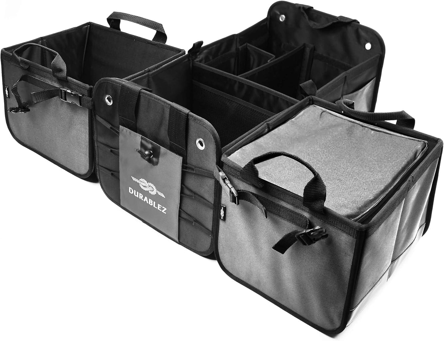 Insulated Trunk Cooler Bag – Thermal Grocery Carrier, Leak-Resistant Food Storage for Car Travel, Fits Organizer Modules – Gray